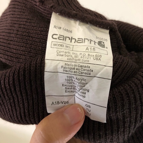 Carhartt Brown Acrylic Cuffed Ribbed Knit A18 Watch Hat Beanie - Picture 4 of 5
